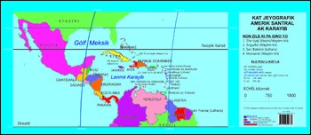 Kat Jeyografik Amerik Santral ak Karayib / Map of Central America and the Caribbean